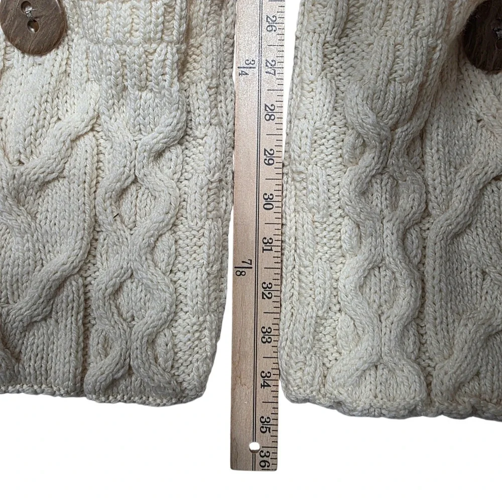 Aran‎ Woollen Mills Merino Wool Pocket Scarf Cream Cable Knit Made in Ireland